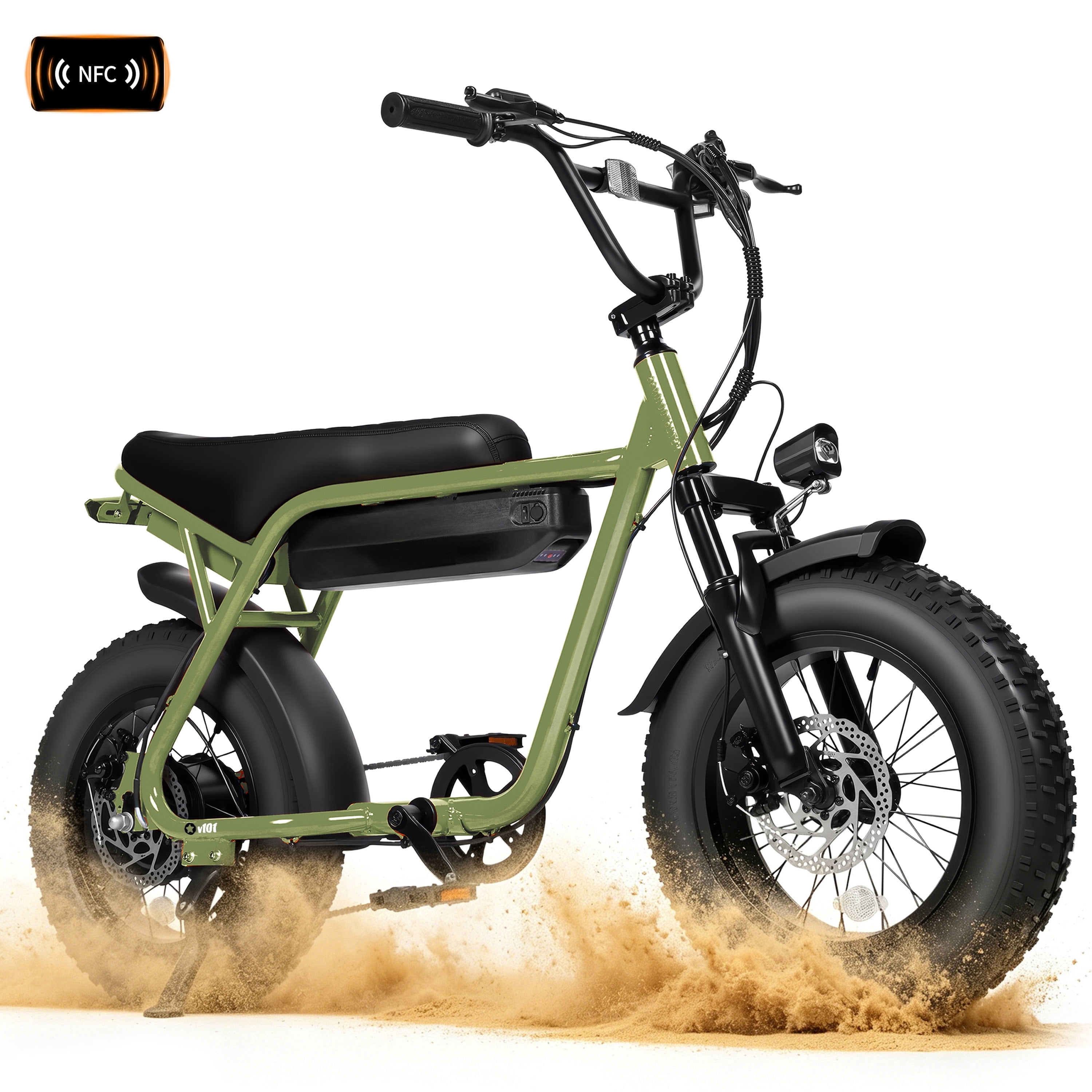 ESKUTE Electric Fat Tire E-Bike for Adults & Teens – 750W Motor (1500W Peak), 28MPH, 48V 13Ah Battery, 16"x4" All-Terrain, 7-Speed, Front Suspension, Green