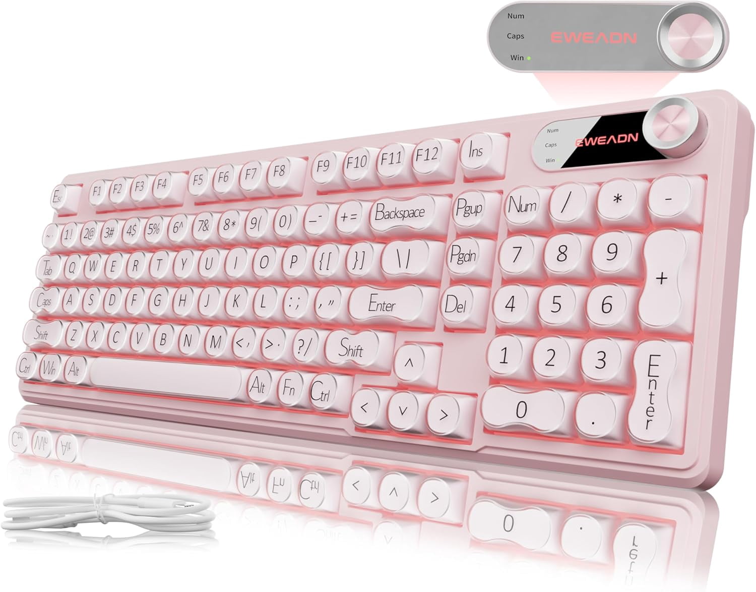 V102 Wired Keyboard 98 Keys Creamy Gaming Keyboard with Number Pad ...