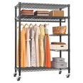 V11S Heavy Duty Clothes Racks Wire Clothing Rack With Wheels, Rolling