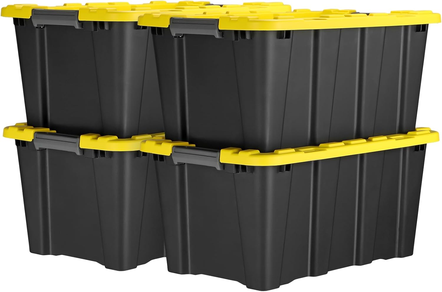 V12 11Gal Heavy Duty Plastic Storage Bins With Latching Lids, Stackable