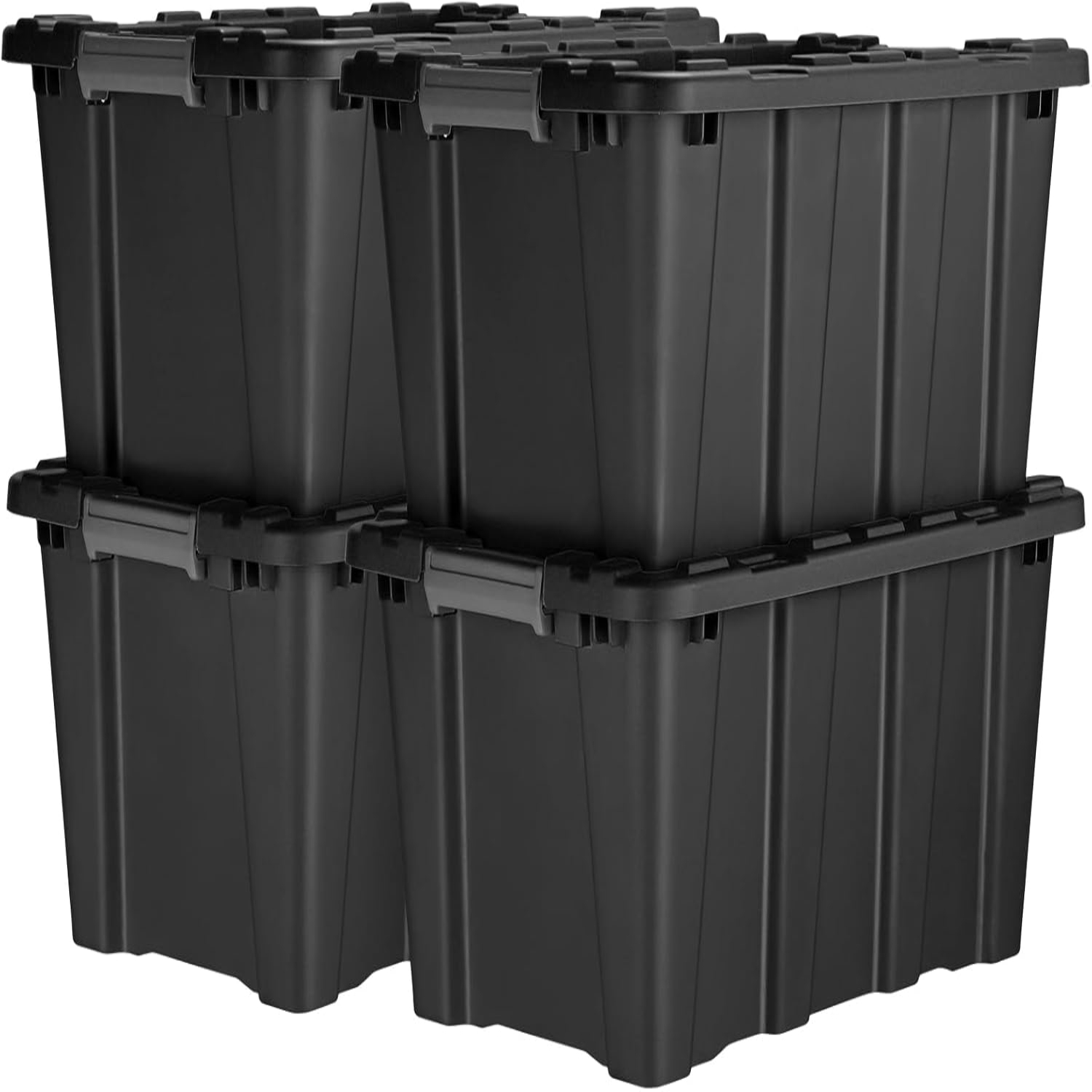 V12 11Gal Plastic Bins with Latching Lids Stackable Tote Box Containers with Lock Hole & Handle
