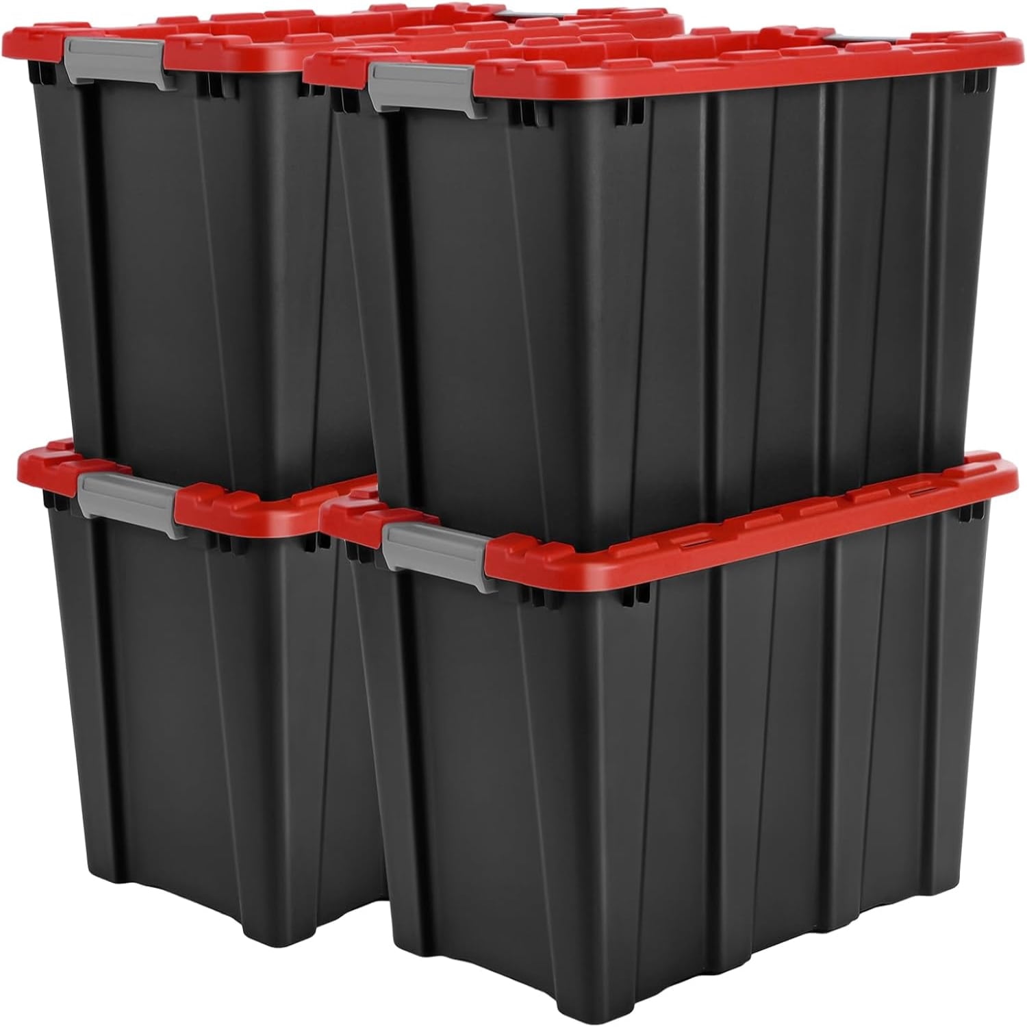 V12 11Gal Plastic Bins with Latching Lids Stackable Tote Box Containers with Lock Hole & Handle