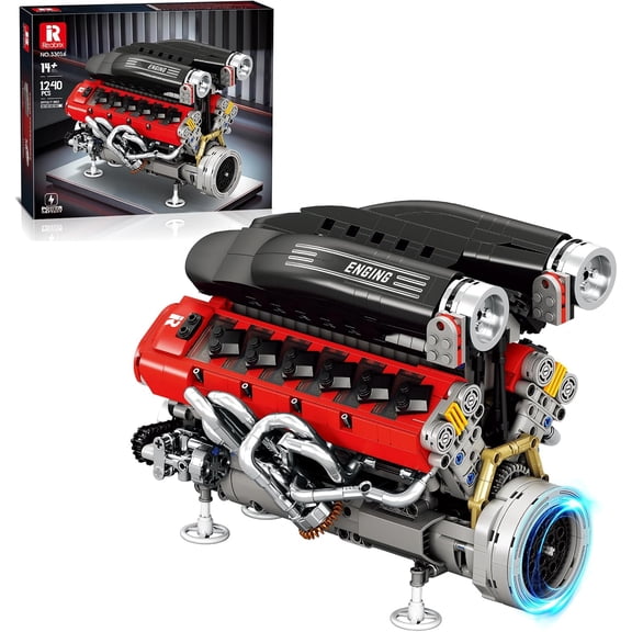 V12 Engine Building Set for Adults, 65 V-Angle Supercar Engine Model Kit with Motor, Precision Mechanical Model Engines Kit for Display & Collection