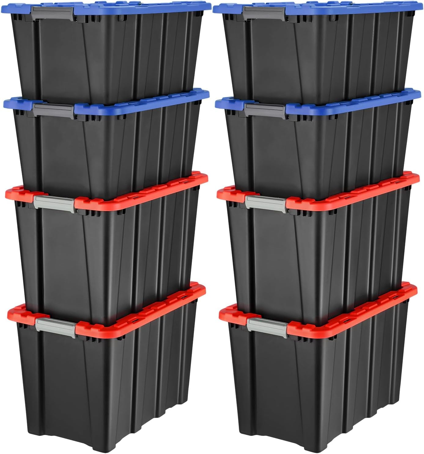 V12 Heavy Duty Plastic Storage Bins With Latching Lids, Stackable Tough
