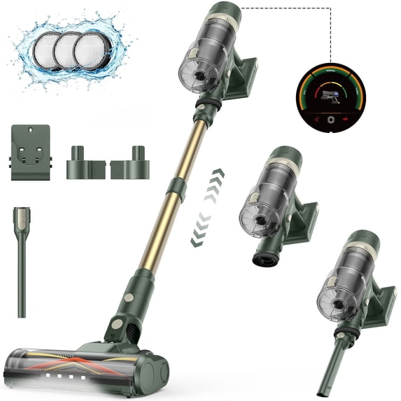 Laresar V12 Cordless Vacuum Cleaner, 2H Fast Charge 600W 65KPa Strong Suction, 80Mins Runtime Stick Vacuum for Carpet Hard Floor Pet Hair