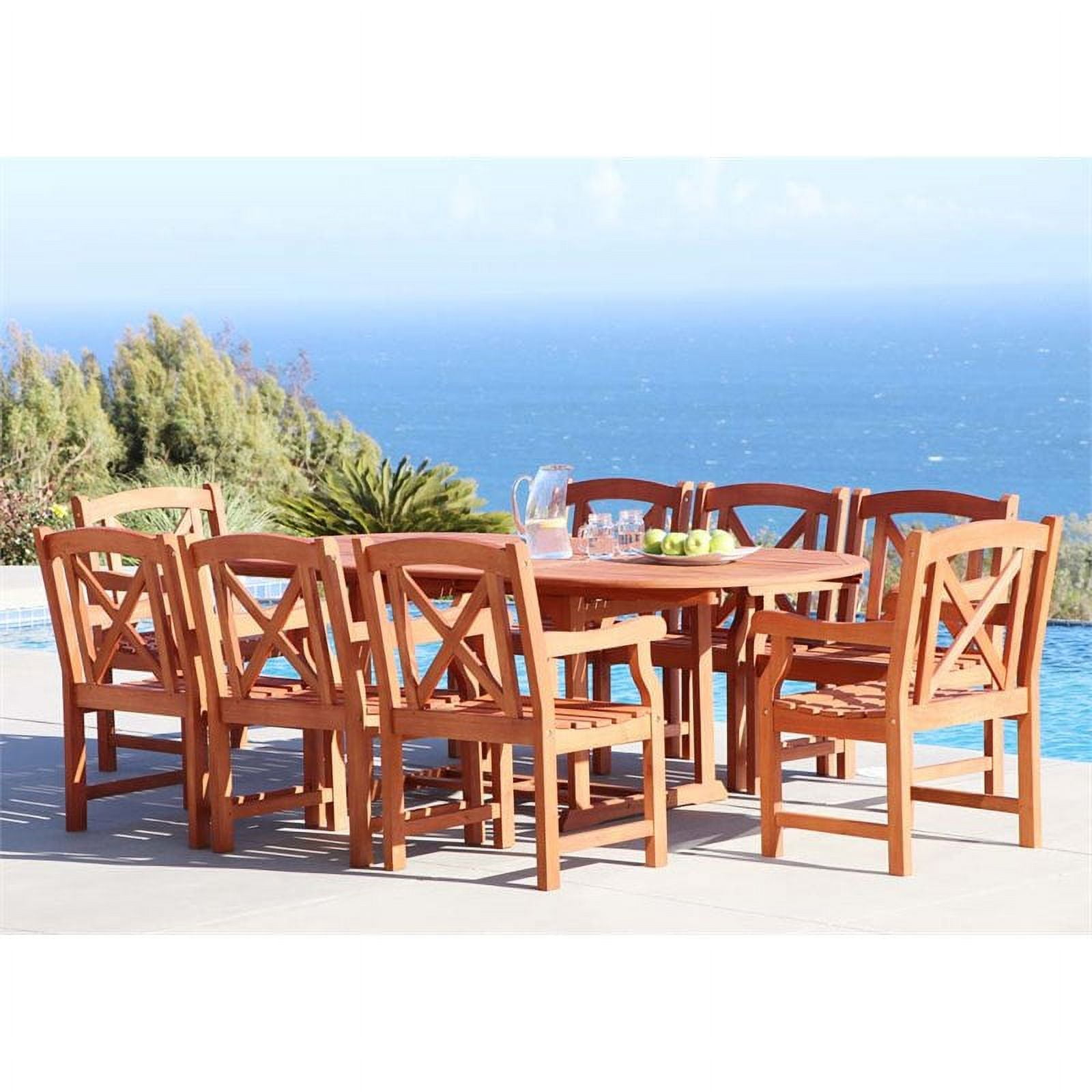 V144SET33 Malibu Ecofriendly 9piece Outdoor Hardwood Dining Set with