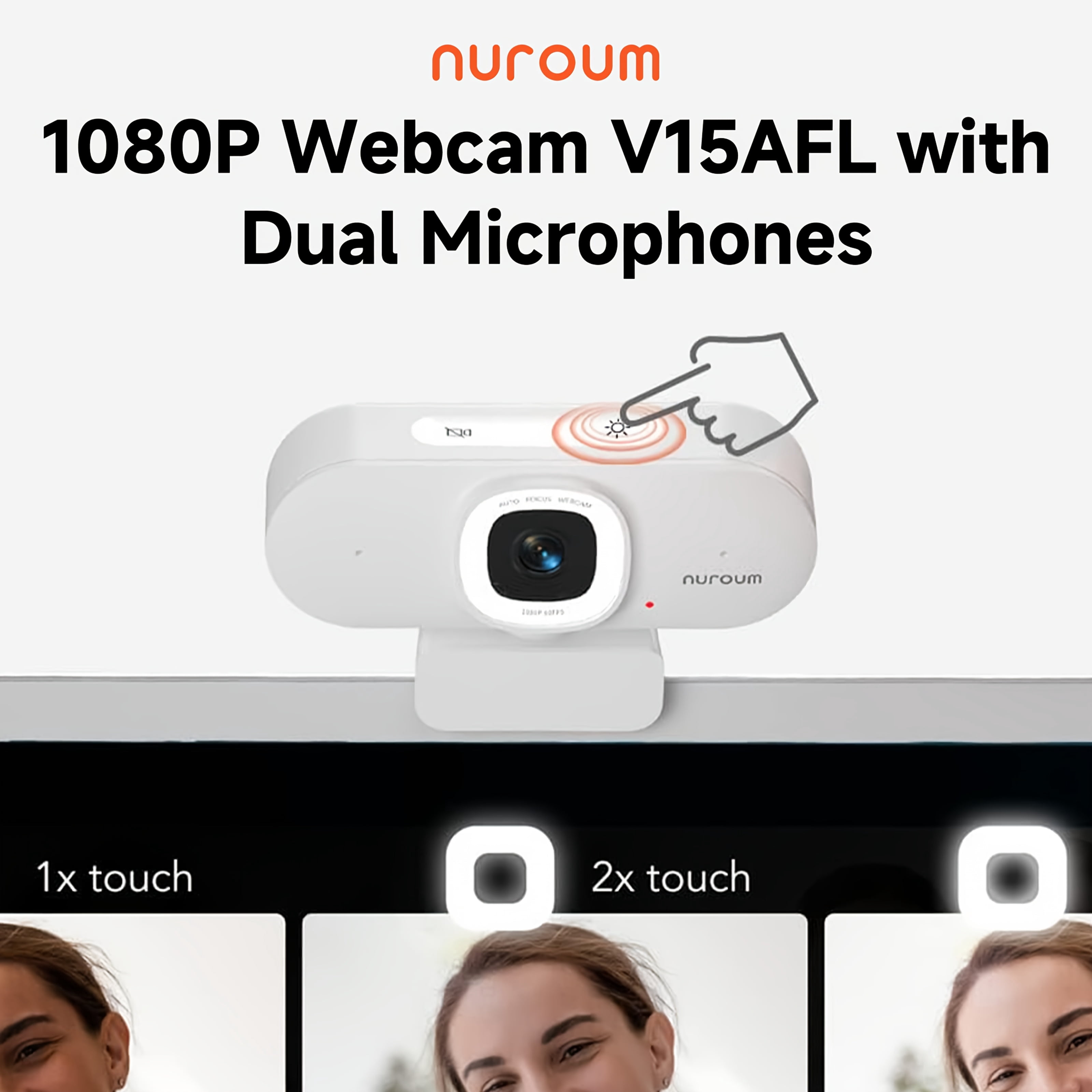 V15-AF 1080P Webcam with Privacy Shutter, Dual Mics, Wide Angle Lens & 360 Stand for Video Conferencing, Streaming and Online Class