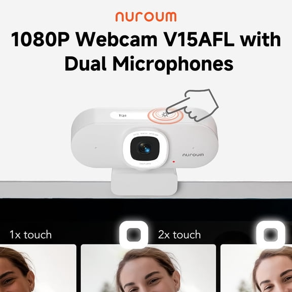 V15-AF 1080P Webcam with Privacy Shutter, Dual Mics, Wide Angle Lens & 360 Stand for Video Conferencing, Streaming and Online Class