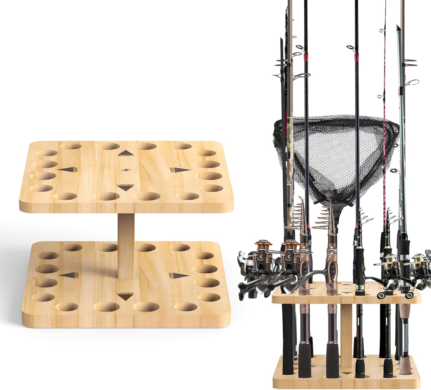 V16 Fishing Rod Storage Rack, Vertical Fishing Pole Holders for Garage