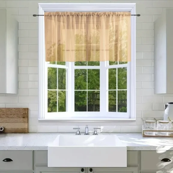 Gorgeous Home Line Solid Sheer Rod Pocket Window Valance, 55" x 18" V16 Gold