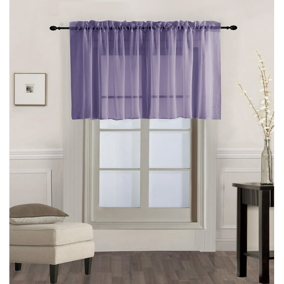 (V16) LILAC LAVENDER 1PC Elegant Straight Sheer Rod Pocket Swag Waterfall Valance, 55" X 18" Inch&nbsp;