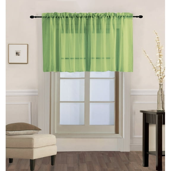 (V16) LIME GREEN 1PC Elegant Straight Sheer Rod Pocket Swag Waterfall Valance, 55" X 18" Inch&nbsp;