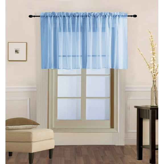 (V16) BLUE SKY 1PC Elegant Straight Sheer Rod Pocket Swag Waterfall Valance, 55" X 18" Inch 