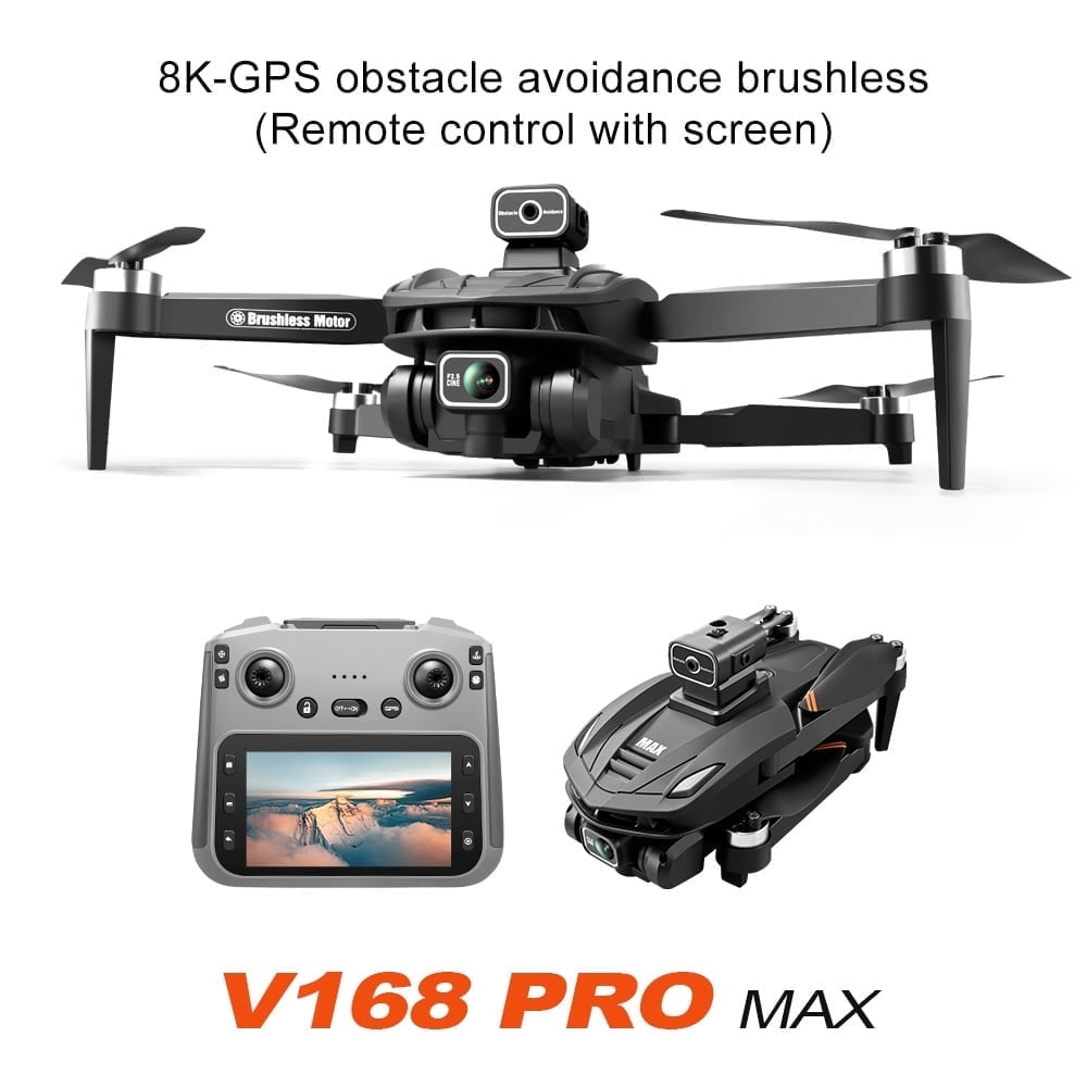 V168 MAX Drone with Camera for Adults 8K dual camera & obstacleavoidance & GPS return 5G screen remote control 4.5-inch high-definition large screen for smooth viewing