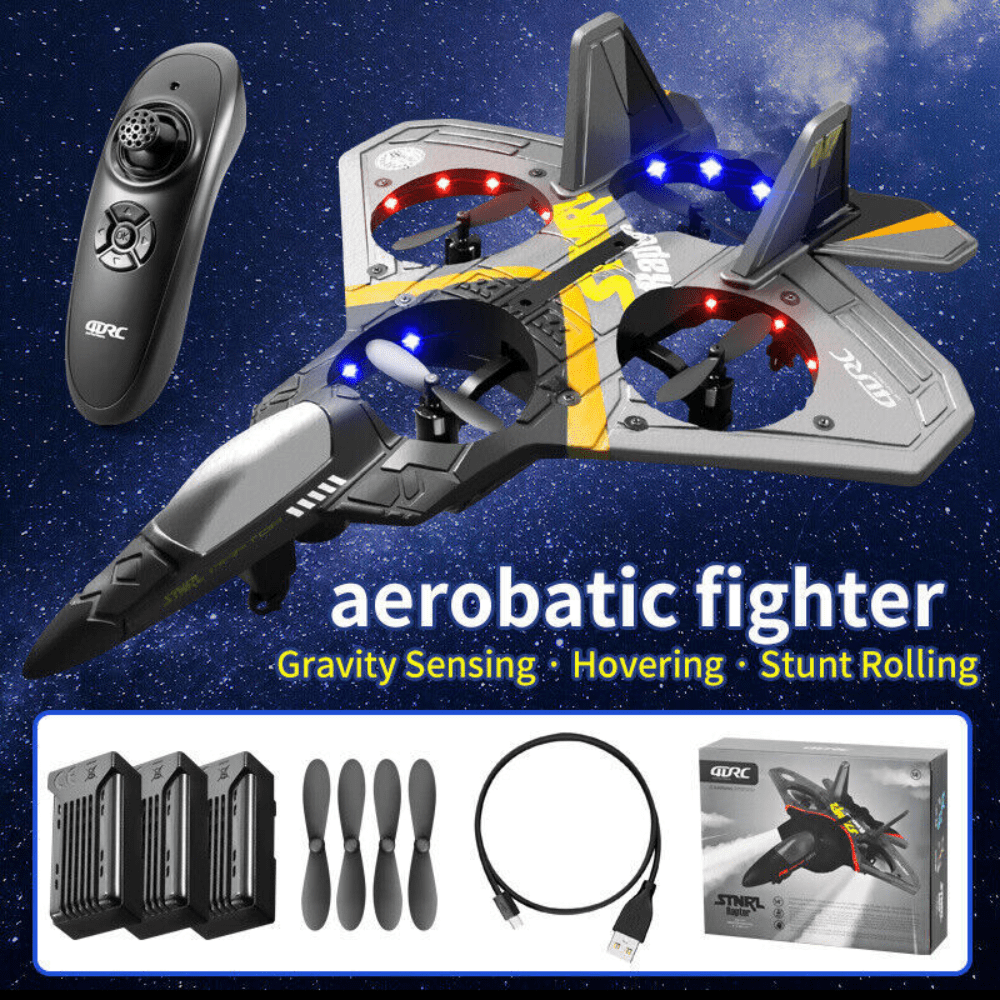 V17 Remote Control Plane 2.4Ghz Foam RC Airplanes Helicopter Quadcopter, Spinning Drone with Cool Light, Gifts for Kids Adults