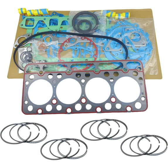 V1702 DI Direct Injection Full Gasket Kit + Piston Rings for Kubota V1702 DI Engine Bobcat 743 733 Skid Loader STD V1702 DI piston ring set Piston Combustion Chamber 43mm
