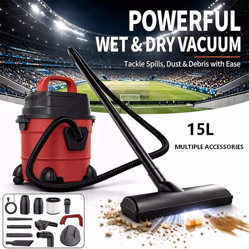 V18000PA Commercial Vacuum Cleaner 2Peak Horsepower Suction Lightweight 3-in-1 Wet Dry Vacuum Cleaner with Hair Dryer for Cleaning Cars, Boats, Pet Hair, Hard Floors