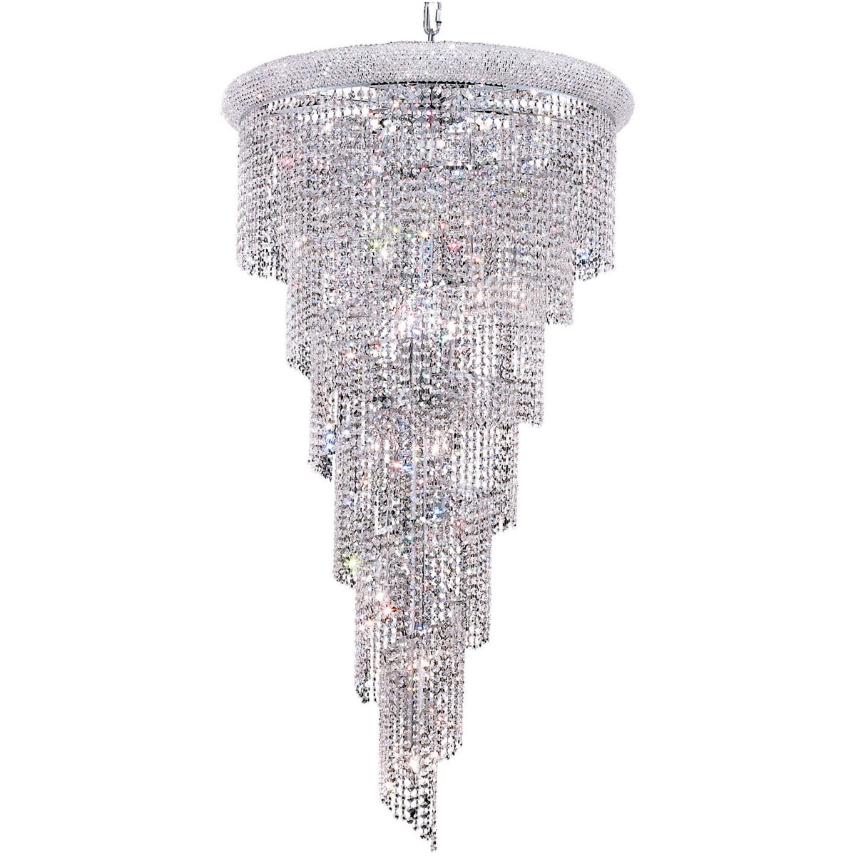 Royal Cut Crystal 22-Light Chrome Spiral Chandelier