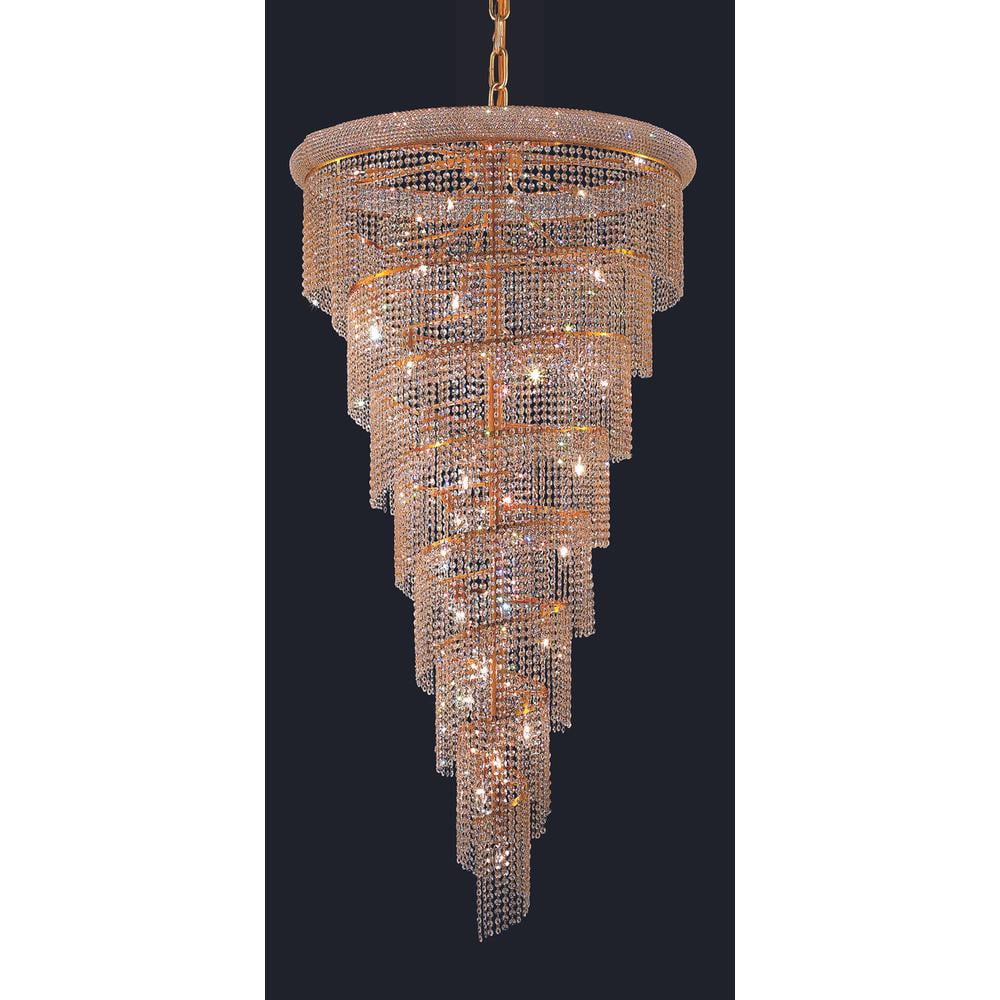 Gold Spiral 26-Light Chandelier with Royal Cut Crystal