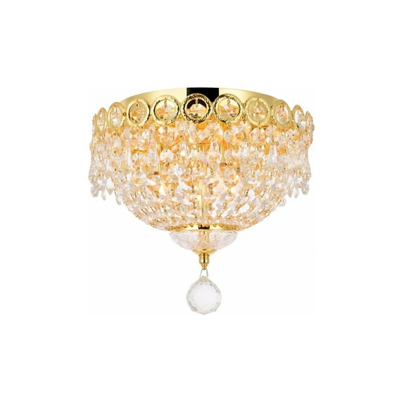 Century 3 light Gold Flush Mount Clear Royal Cut Crystal