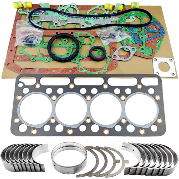 V1902 Bearing Kit + Full Gasket Kit for Kubota V1902 V1902-B V1902BH Engine R400 Utility Tractor for New Holland Skid-Steer Loader L555 L553 STD V1902 Bearing kit set
