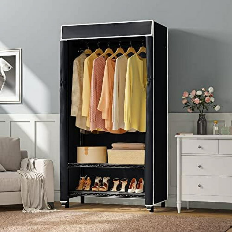 Clothing fabric cabinet, folding wardrobe organizer - Black small