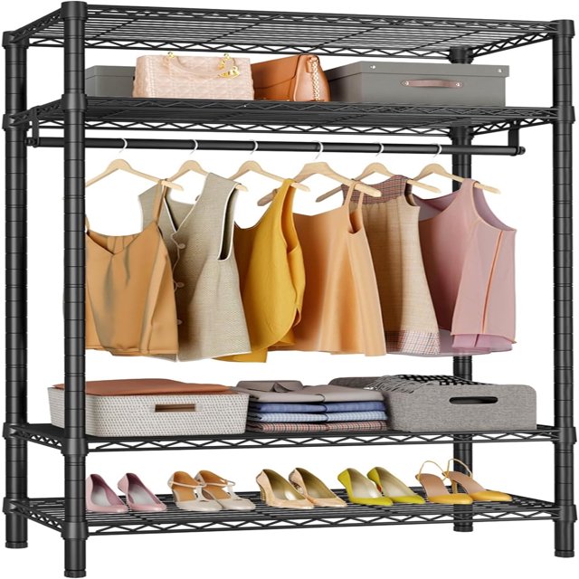 V1S i1 Wire Garment Rack Heavy Duty 4Tier Clothes Rack for Hanging