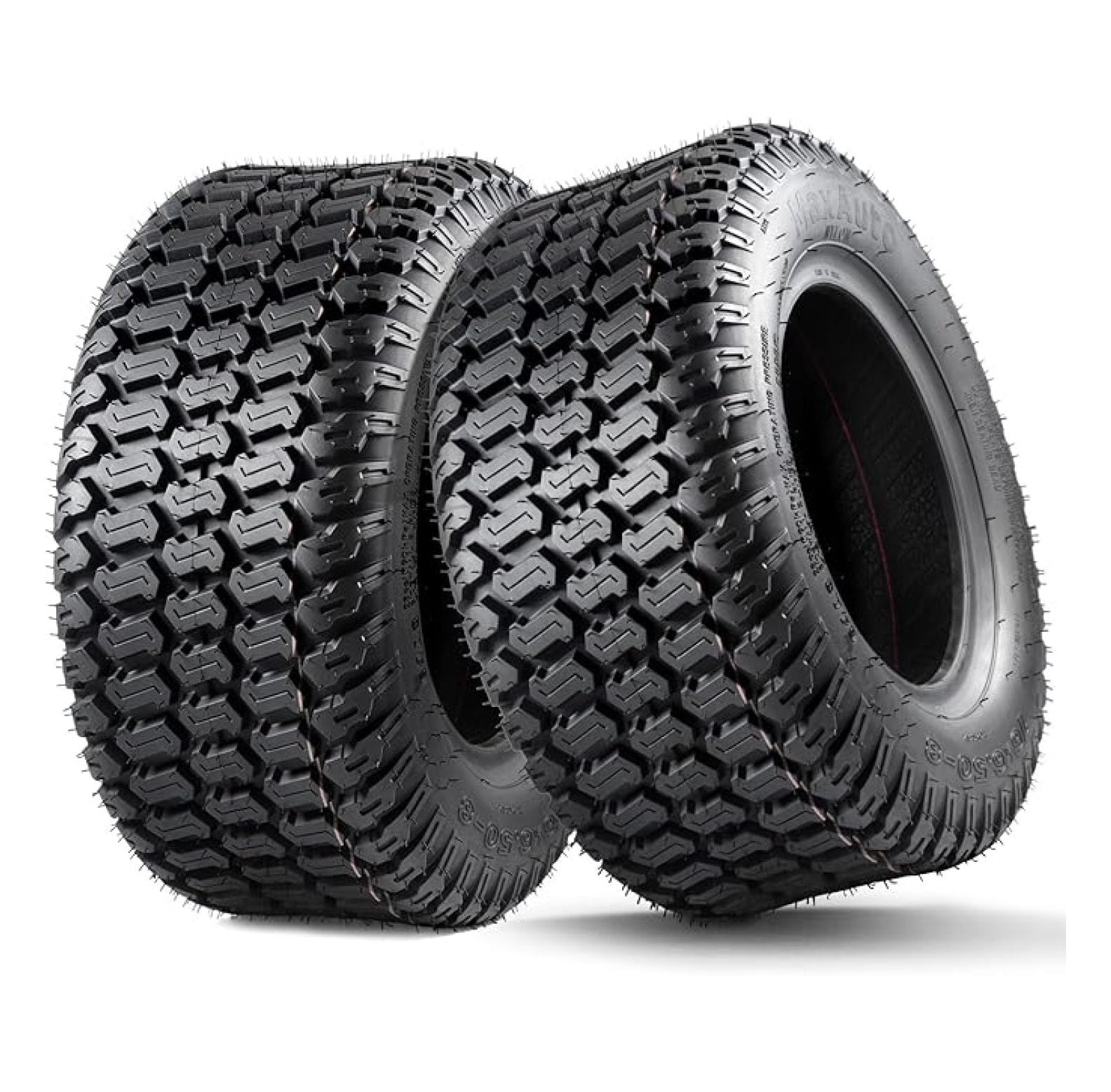 MaxAuto 2Pcs 16x6.50-8 Tire And Rim For Lawn Riding Mowers,3 Offset H With 1 Axle Bore Yellow Rim