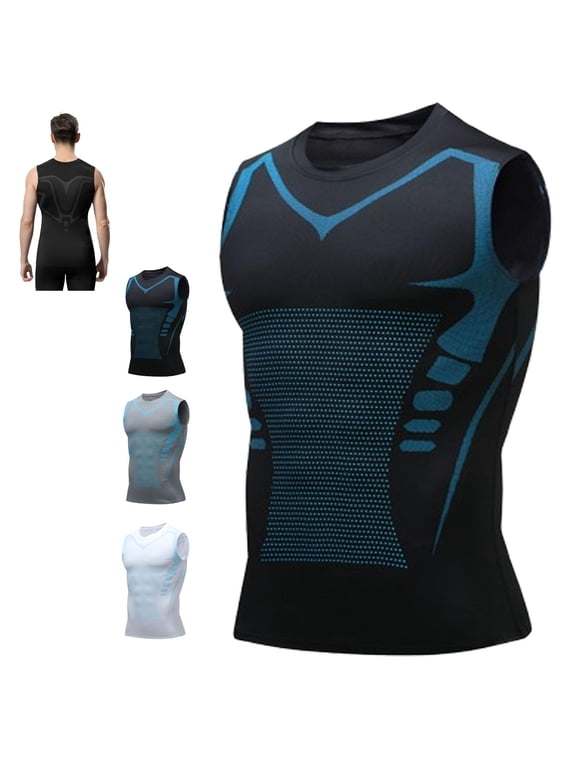 V2 Compression Shirt Men, Seamless Slimming Tank Top, Quick-Dry Posture Corrector Undershirt, Chest & Tummy Control Body Shapewear