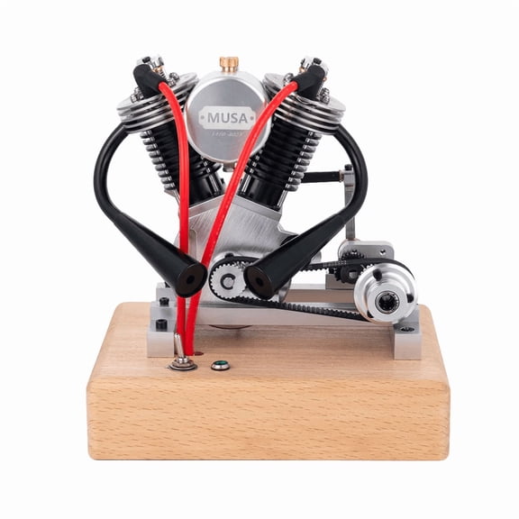 V2 Mini Hoglet Engine Model Kit That Works 4-Stroke V-Twin Motorcycle Engine with Realistic Kick Start, Timing Belt Drive, Full Metal Construction, Ready-to-Run for Adults