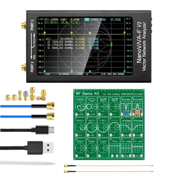 V2 Vector Network Analyzer 50KHz-3GHz Antenna Analyzer 4.3inch Screen With 5000mAh + Filter Attenuator Demo Kit