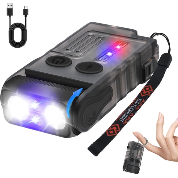 V20 Small Flashlight EDC Flashlight with Clip,365nm UV,180? Swivels,Super Bright USB C Rechargeable Mini Pocket  Flash Light,110DB Buzzer,with COB Light-13 Mode