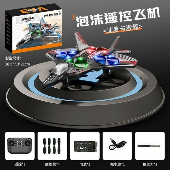 V25 Jet Fighter Stunt RC Airplane Toy,Remote Control Plane Toy,with 360° Spin and Light,Glider Model Toy