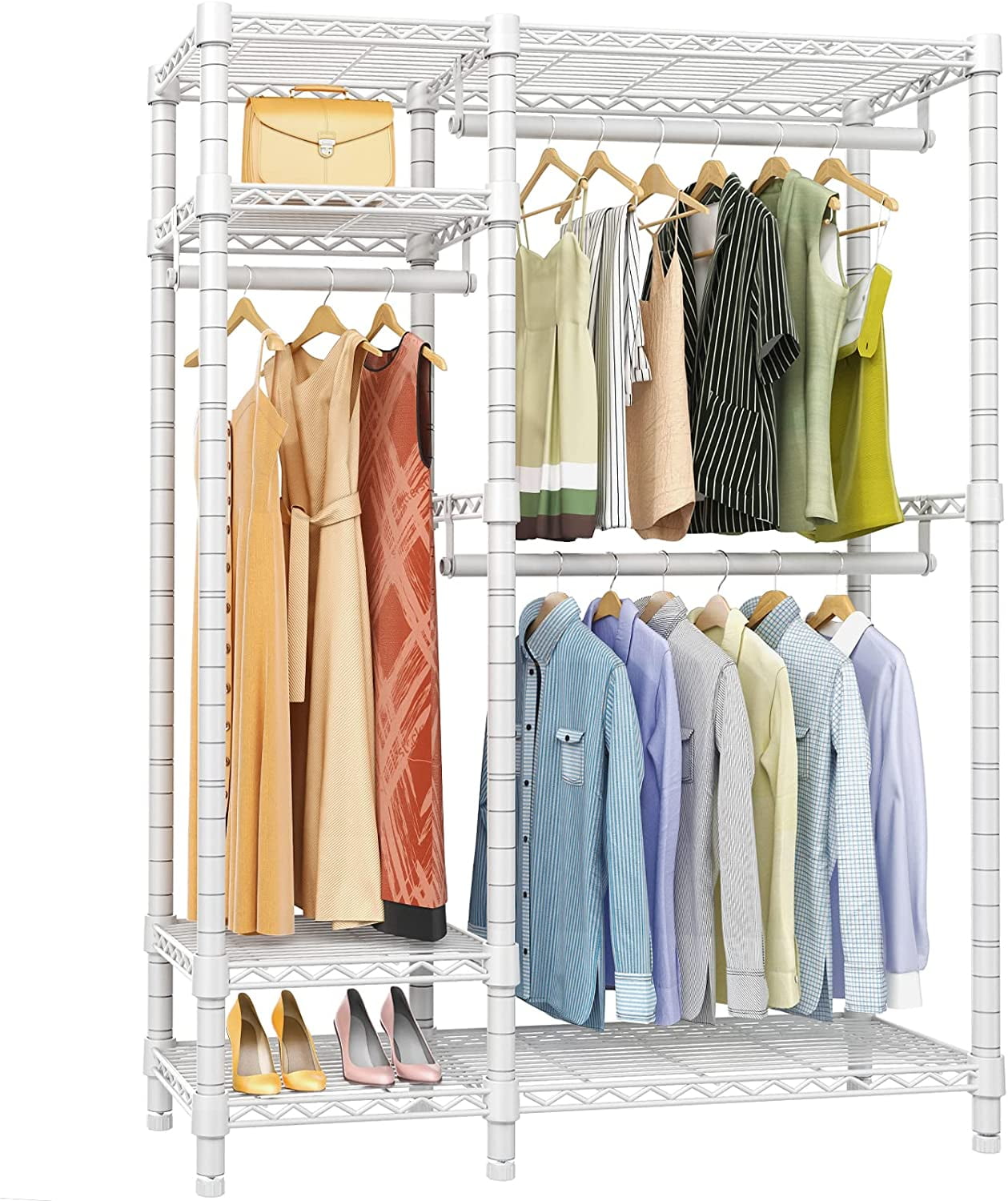 V2S Garment Rack Heavy Duty Clothes Rack 4 Tiers Wire Shelving Clothing