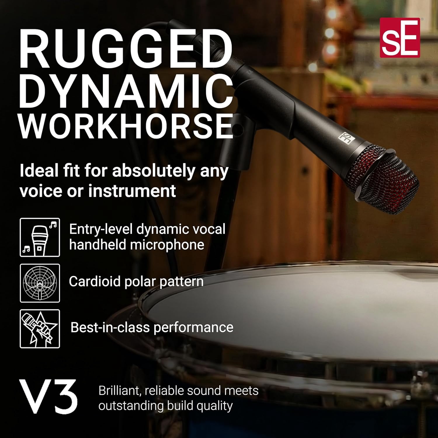 V3 Dynamic Microphone for Singing, Speech & Recording - XLR Handheld Vocal Mic with Cardioid Pattern