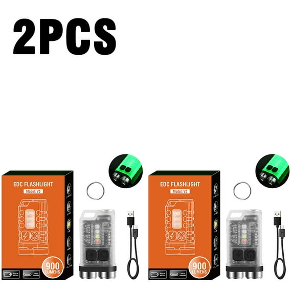 V3 EDC Flashlight Keychain Light 900 Lumens Handheld Portable Super Bright TYPE-C USB Charging Port Emergency Work Camping Light