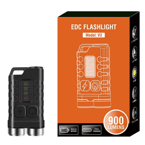 V3 EDC Keychain Flashlight, 900 Lumens Rechargeable Multi-Mode Mini Work Light