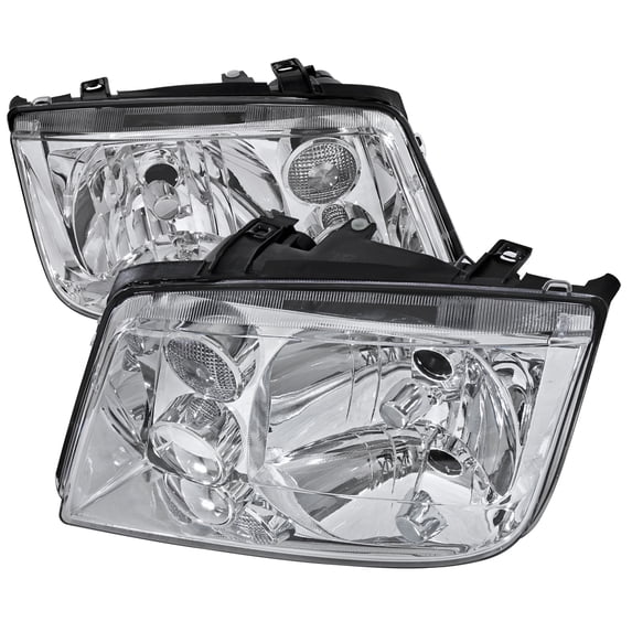 V3 Factory Style Headlights (Chrome Housing/Clear Lens) Made for and Compatible with 1999-2005 Volkswagen Jetta/Bora Mk4