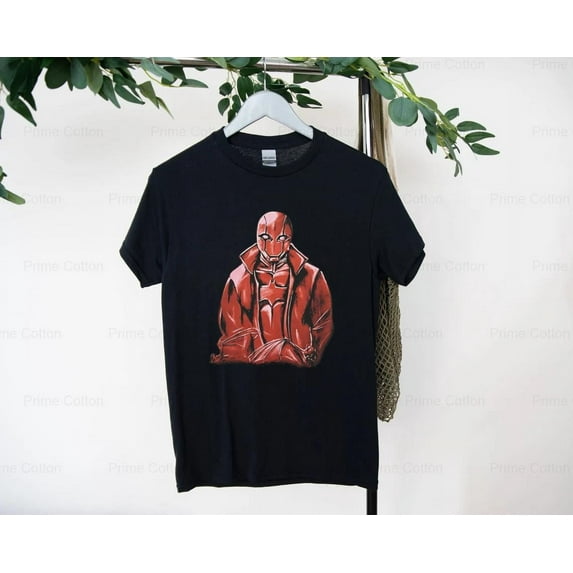 V3_Global DC Comics Red Hood T-Shirt The Batman Series, Collectible, Black, Men's, Superhero , for Unisex, up to size 5XL