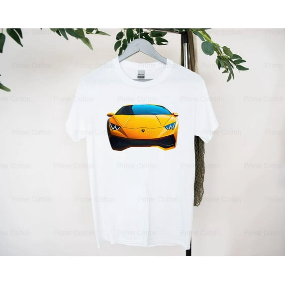 V3_Global Yellow Exotic Car Lambo Lamborghini T-Shirt Men's, Tee, Cotton, Automotive, Sports Car , for Unisex, up to size 5XL