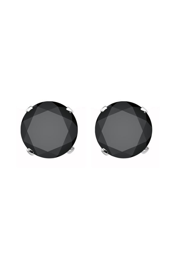 14KT White Gold with Natural Black Spinel Stud Earrings