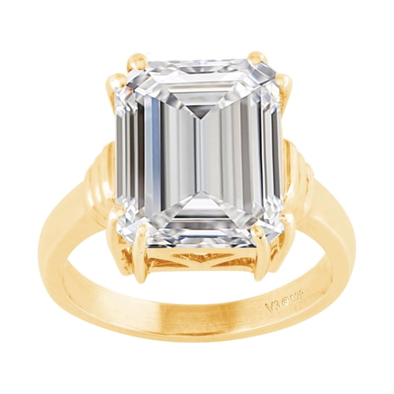 V3 Jewelry® 18kt Gold Over Sterling Silver with Moissanite Solitaire Ring