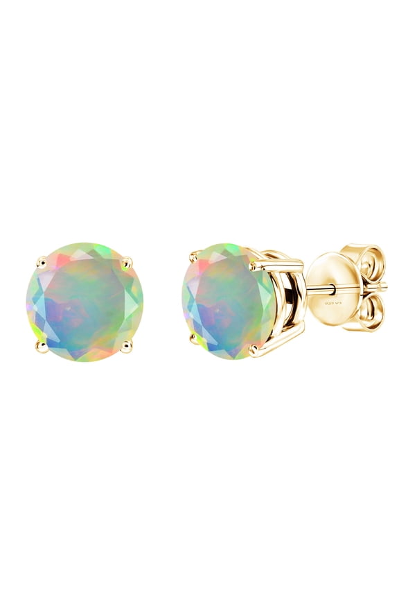 ® 18kt Gold Plated White Ethiopian Opal Stud Earrings for Women