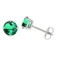 thumbnail image 1 of V3 Jewelry 4mm Green Emerald Sterling Silver Stud Earrings, 1 of 4