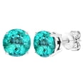 thumbnail image 1 of V3 Jewelry® 925 Sterling Silver with 1.50CTTW Paraiba Tourmaline Round Stud Earrings, 1 of 4