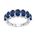 thumbnail image 1 of V3 Jewelry® 925 Sterling Silver with Blue Sapphire 7 Stone Band Ring for Women, 1 of 1