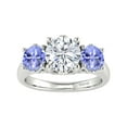 thumbnail image 1 of V3 Jewelry® 925 Sterling Silver with Moissanite and Tanzanite Three Stone Ring, 1 of 1