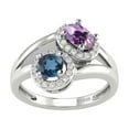 thumbnail image 1 of V3 Jewelry® 925 Sterling Silver with Natural Amethyst, London Blue Topaz and White Topaz Bypass Ring, 1 of 5