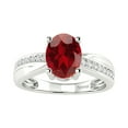 thumbnail image 1 of V3 Jewelry® 925 Sterling Silver with Natural Garnet and White Topaz Solitaire Ring for Women, 1 of 1