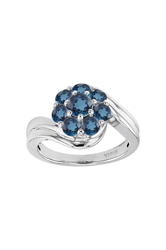 ® 925 Sterling Silver with Natural London Blue Topaz Engagement Ring